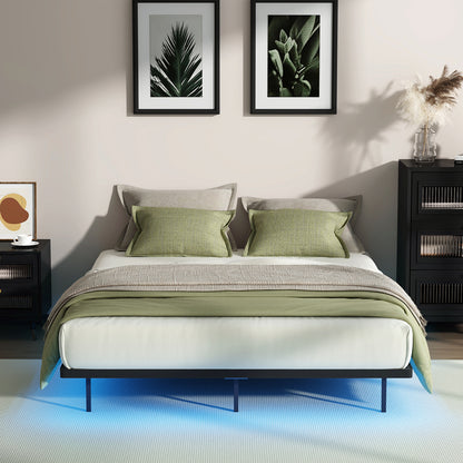Metal Bed Frame With LED Light 191x137x24cm