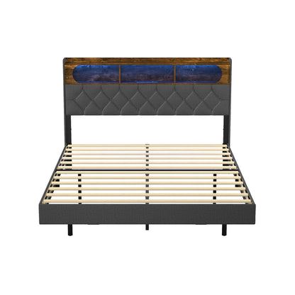 Queen Size Floating Bed Frame With LED 219x154x109.5cm