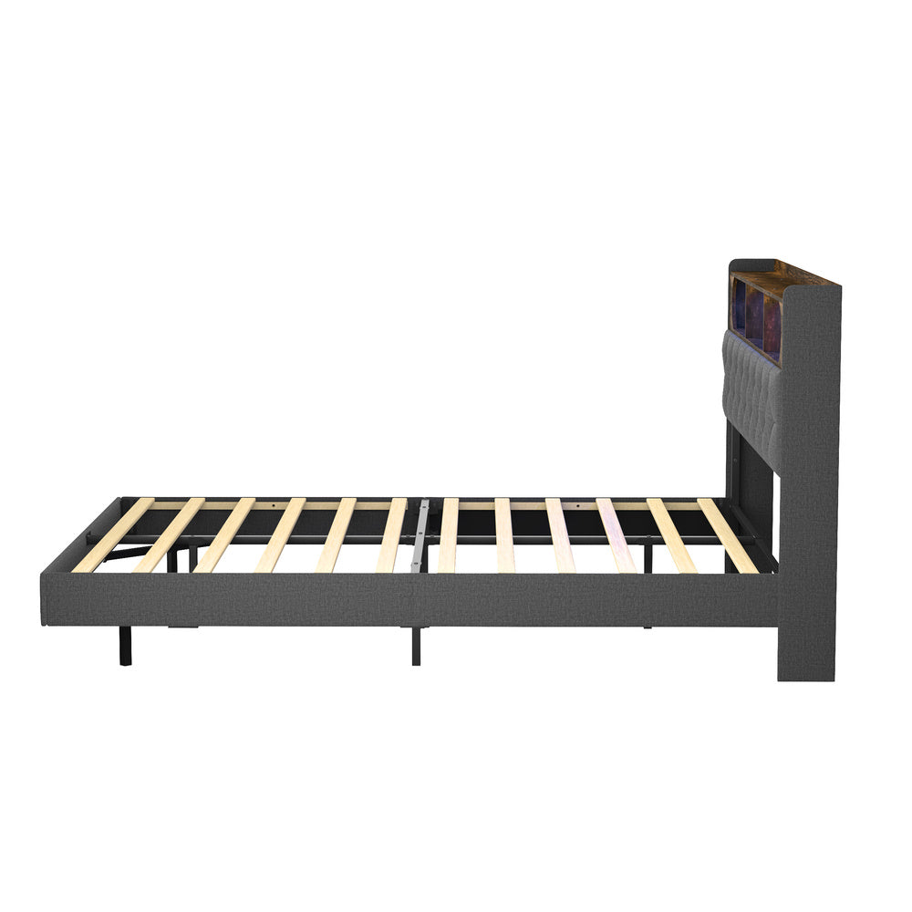 Queen Size Floating Bed Frame With LED 219x154x109.5cm