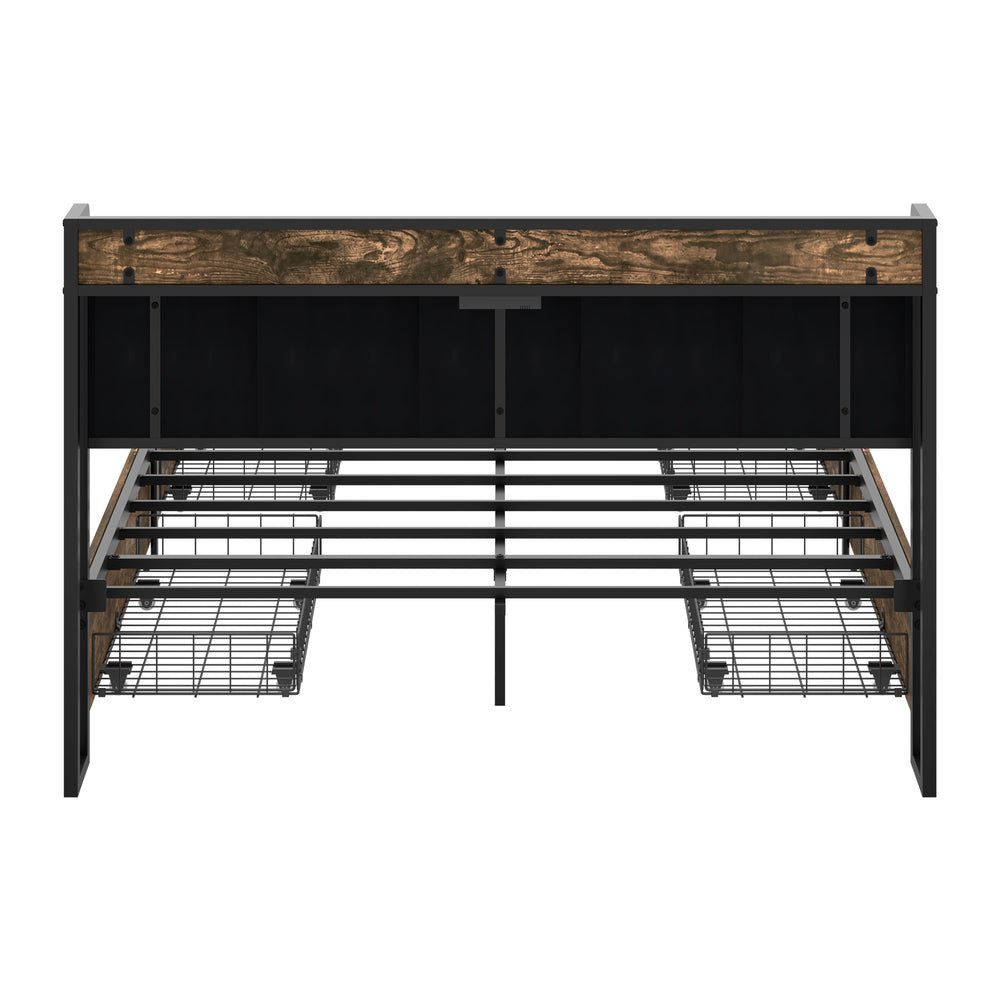 Metal Bed Frame Storage Headboard 220x157.5x104.5cm