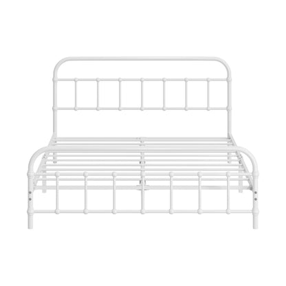Bed Frame Metal Double Size Bed Platform White