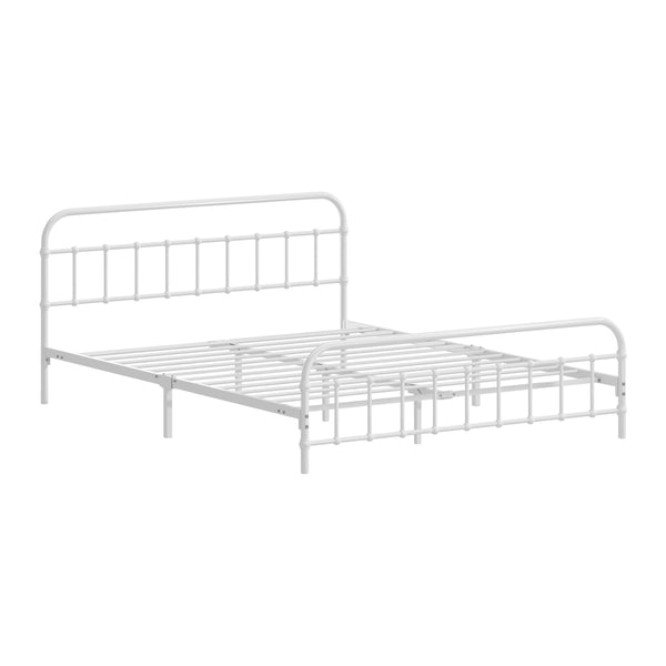  Bed Frame Metal Queen Size Bed Platform White