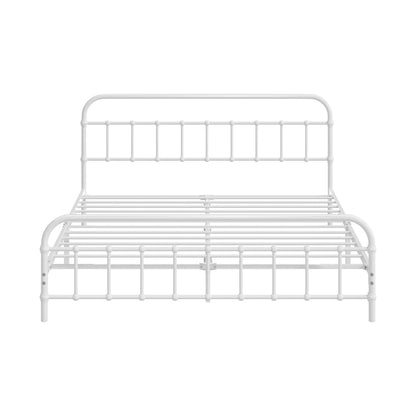 Bed Frame Metal Queen Size Bed Platform White