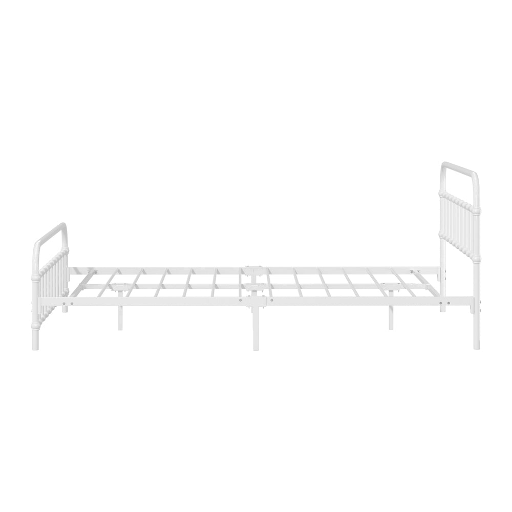 Bed Frame Metal Queen Size Bed Platform White