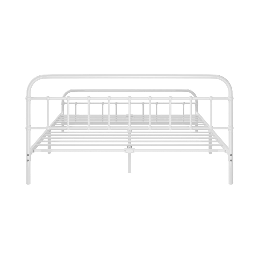 Bed Frame Metal Queen Size Bed Platform White