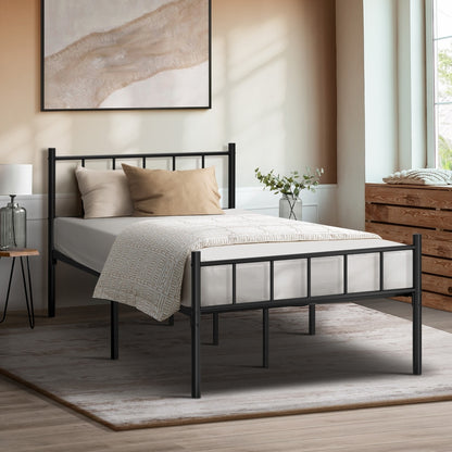 Bed Frame King Single Platform with Black Metal Base for Bedroom Furniture