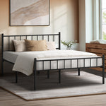 Bed Frame Queen Size Platform with Black Metal Base for Bedroom Furniture