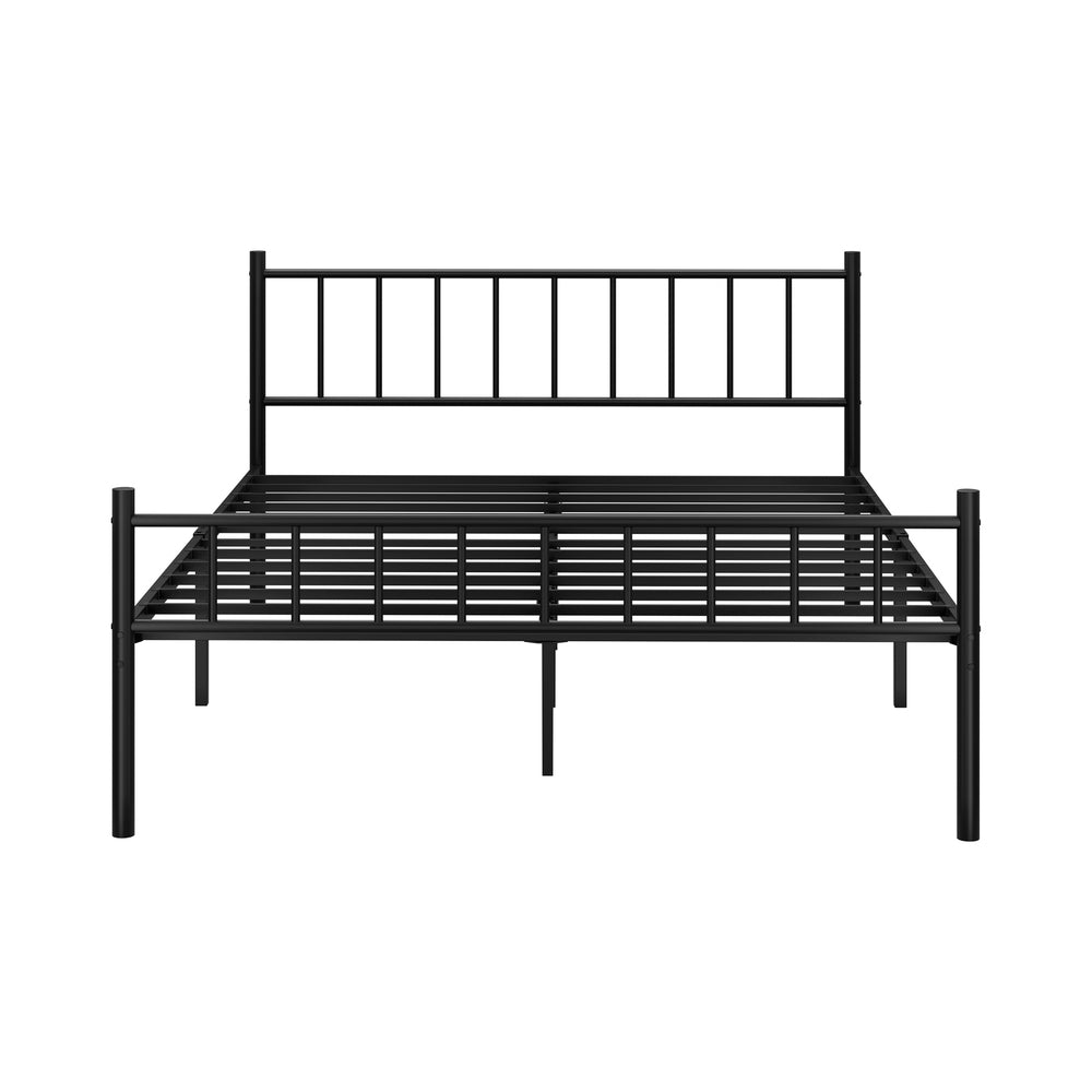 Bed Frame Queen Size Platform with Black Metal Base for Bedroom Furniture