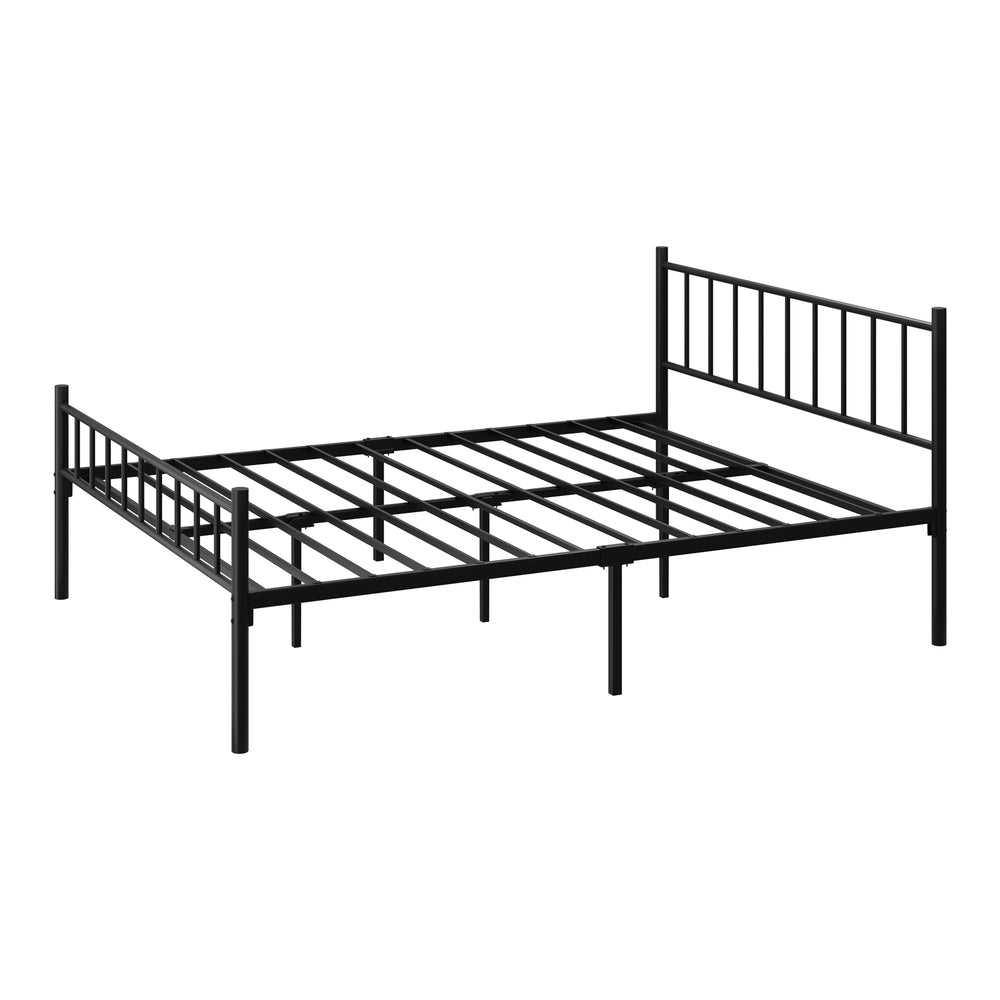 Bed Frame Queen Size Platform with Black Metal Base for Bedroom Furniture