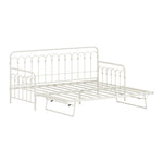 Trundle Bed Frame Daybed Single Size Metal Base in Beige for Bedroom Use