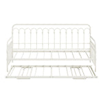 Trundle Bed Frame Daybed Single Size Metal Base in Beige for Bedroom Use