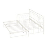Trundle Bed Frame Daybed Single Size Metal Base in Beige for Bedroom Use