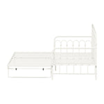 Trundle Bed Frame Daybed Single Size Metal Base in Beige for Bedroom Use