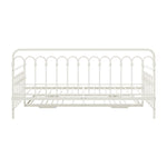 Trundle Bed Frame Daybed Single Size Metal Base in Beige for Bedroom Use
