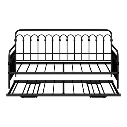 Trundle Bed Frame Daybed Single Size Base Metal Black