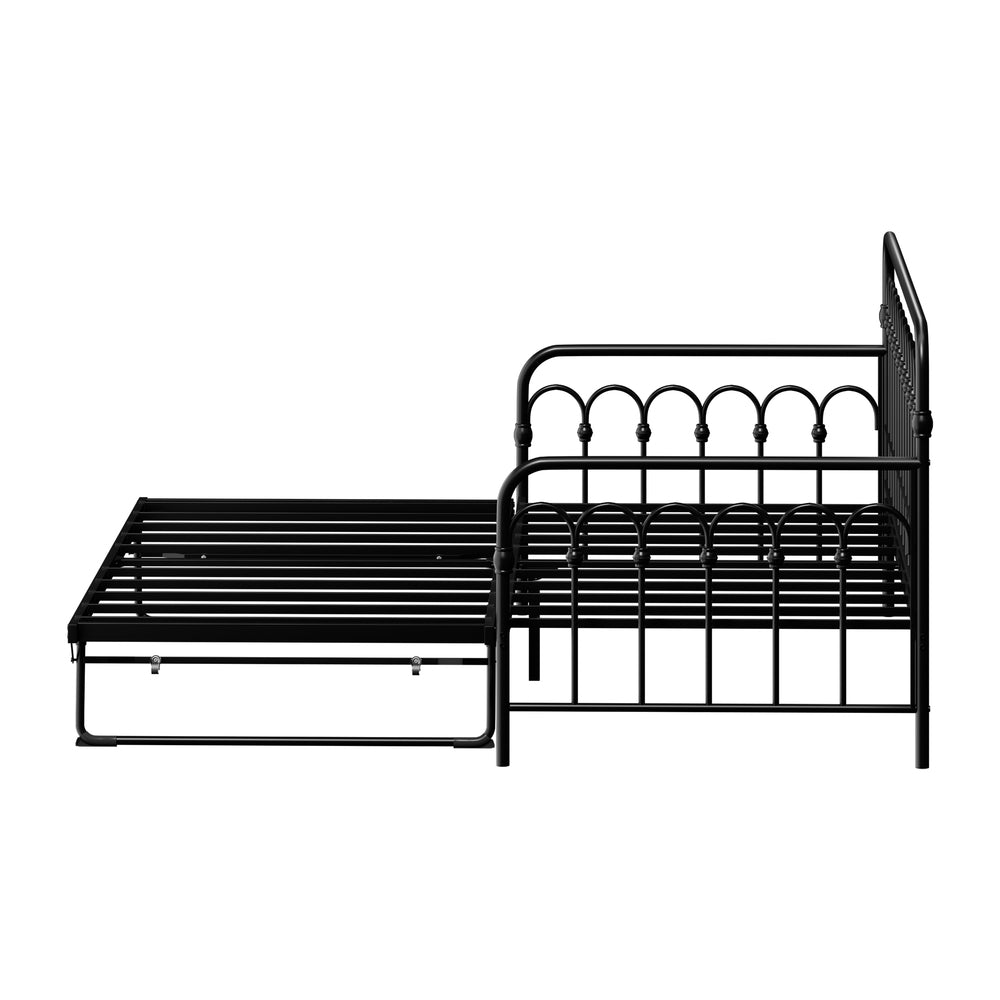 Trundle Bed Frame Daybed Single Size Base Metal Black