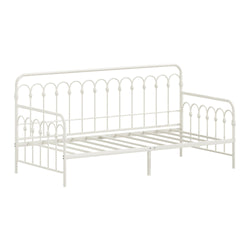 Metal Daybed Frame Single Size Sofa Bed Steel Slat Beige/Black