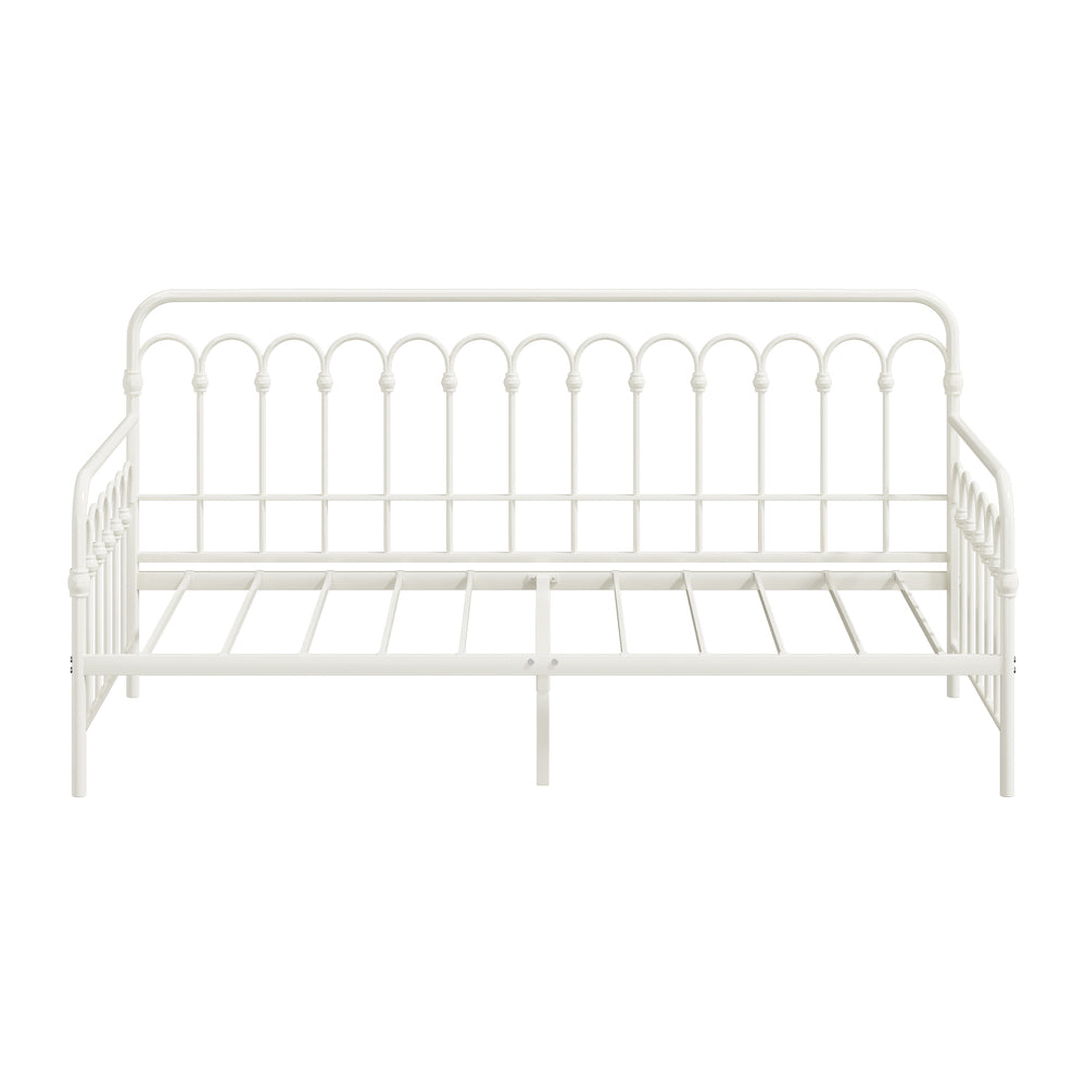 Metal Daybed Frame Single Size Sofa Bed Steel Slat Beige/Black