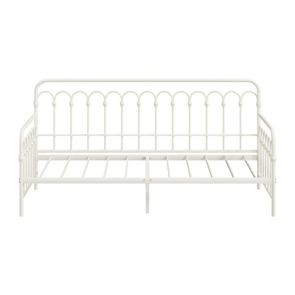 Metal Daybed Frame Single Size Sofa Bed Steel Slat Beige/Black