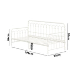 Metal Daybed Frame Single Size Sofa Bed Steel Slat Beige/Black