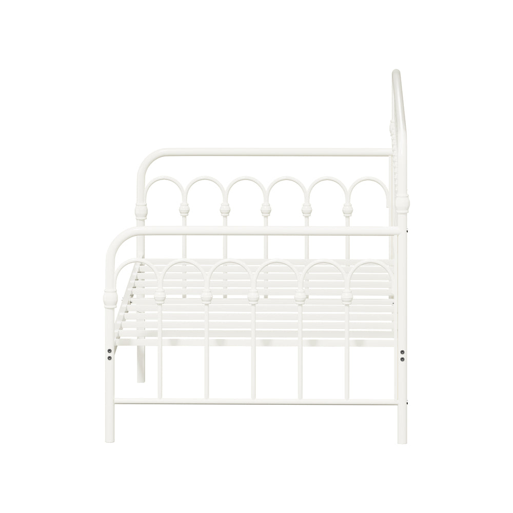 Metal Daybed Frame Single Size Sofa Bed Steel Slat Beige/Black
