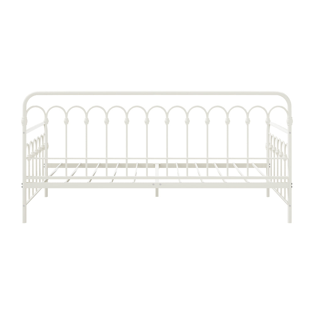 Metal Daybed Frame Single Size Sofa Bed Steel Slat Beige/Black