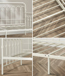 Metal Daybed Frame Single Size Sofa Bed Steel Slat Beige/Black