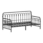 Metal Daybed Frame Single Size Sofa Bed Steel Slat Beige/Black