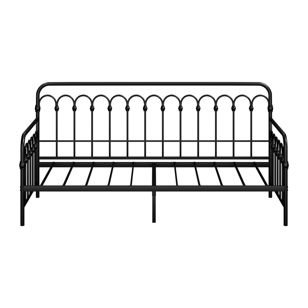 Metal Daybed Frame Single Size Sofa Bed Steel Slat Beige/Black