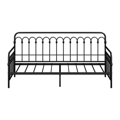 Metal Daybed Frame Single Size Sofa Bed Steel Slat Beige/Black