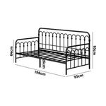 Metal Daybed Frame Single Size Sofa Bed Steel Slat Beige/Black
