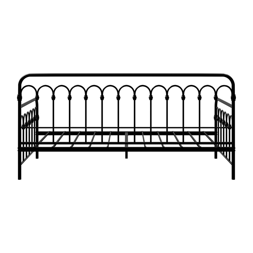 Metal Daybed Frame Single Size Sofa Bed Steel Slat Beige/Black