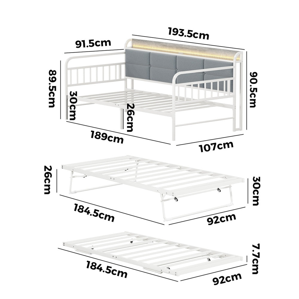 Daybed Frame Single LED 193.5x107x90.5cm