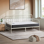 Metal Daybed Frame Single Sofa Bed with 13cm Mattress - Black & Beige