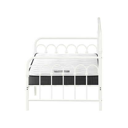 Metal Daybed Frame Single Sofa Bed with 13cm Mattress - Black & Beige