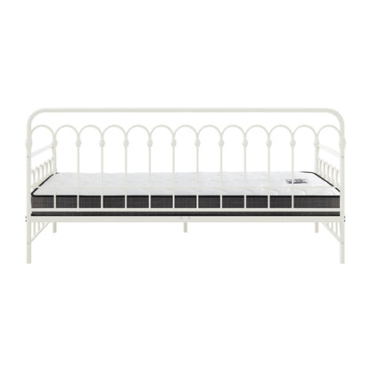 Metal Daybed Frame Single Sofa Bed with 13cm Mattress - Black & Beige
