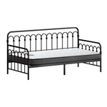 Metal Daybed Frame Single Sofa Bed with 13cm Mattress - Black & Beige