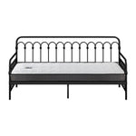 Metal Daybed Frame Single Sofa Bed with 13cm Mattress - Black & Beige