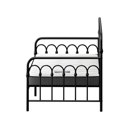 Metal Daybed Frame Single Sofa Bed with 13cm Mattress - Black & Beige