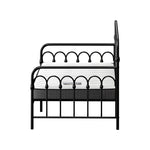 Metal Daybed Frame Single Sofa Bed with 13cm Mattress - Black & Beige