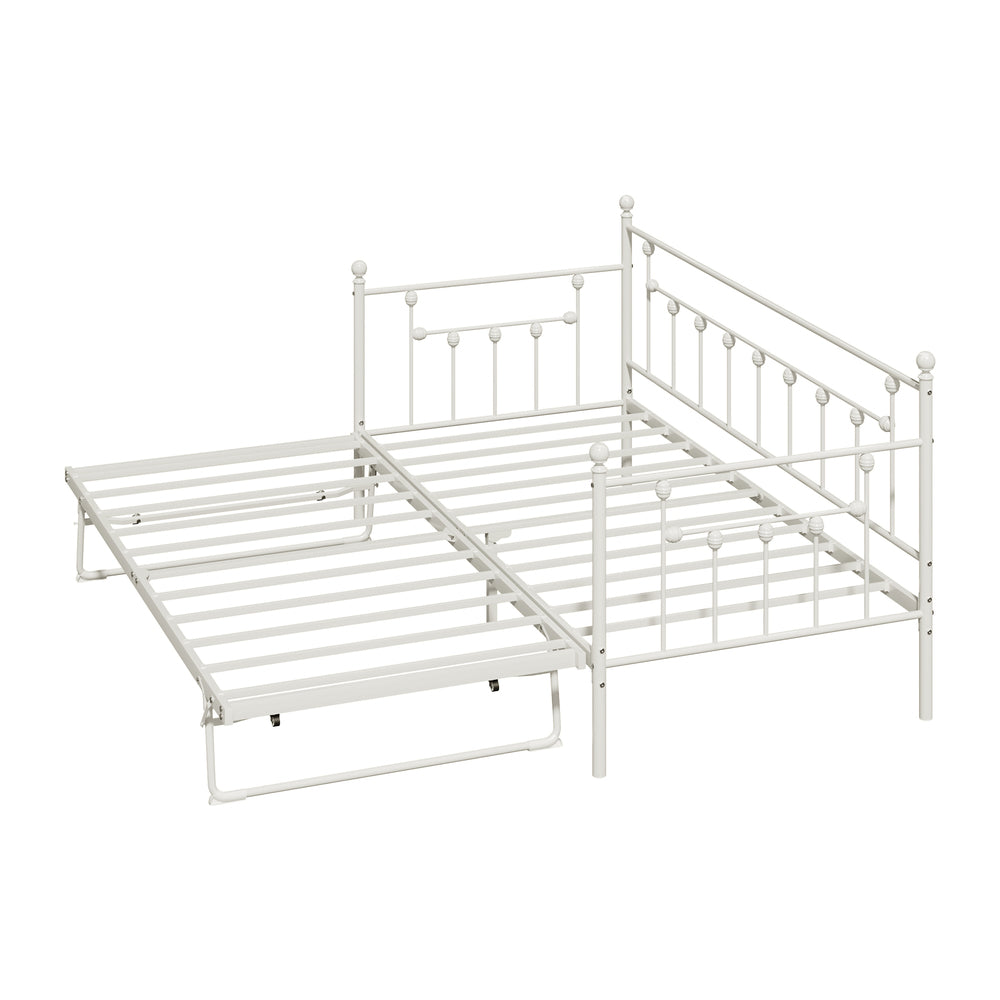 Trundle Bed Frame Single Size Metal 2x Single Beds