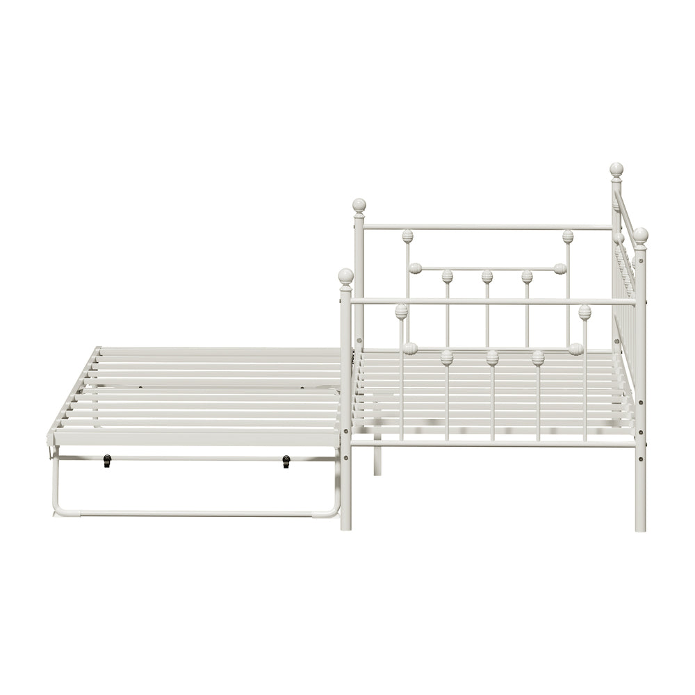 Trundle Bed Frame Single Size Metal 2x Single Beds
