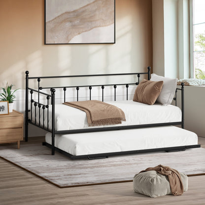 Metal Trundle Bed Frame Single 197x97x95cm