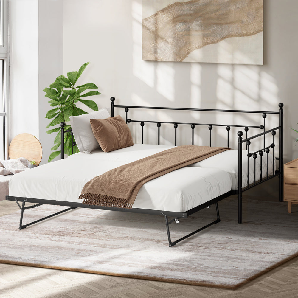 Metal Trundle Bed Frame Single 197x97x95cm