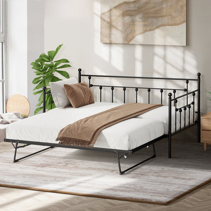 Metal Trundle Bed Frame Single 197x97x95cm