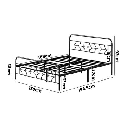 Metal Double Bed Frame Vintage Style 194.5x139x97cm