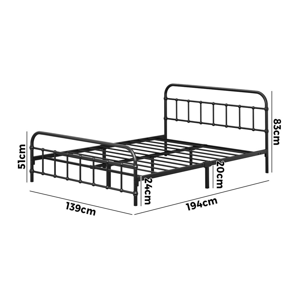 Double Metal Bed Frame Vintage Black 300kg | HomeAndLiving