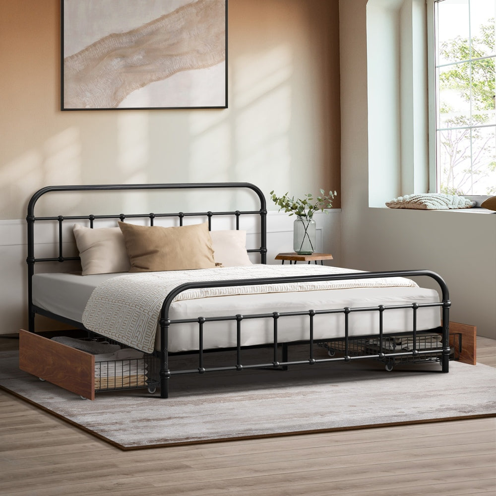 Metal Bed Frame Double Size 194x139x83cm