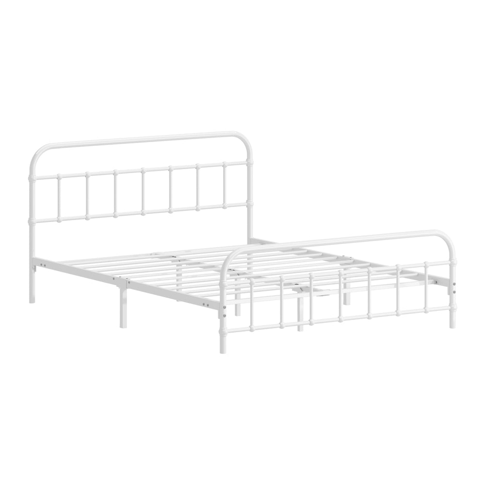Bed Frame Metal Bed Base Double Size Bed Platform White