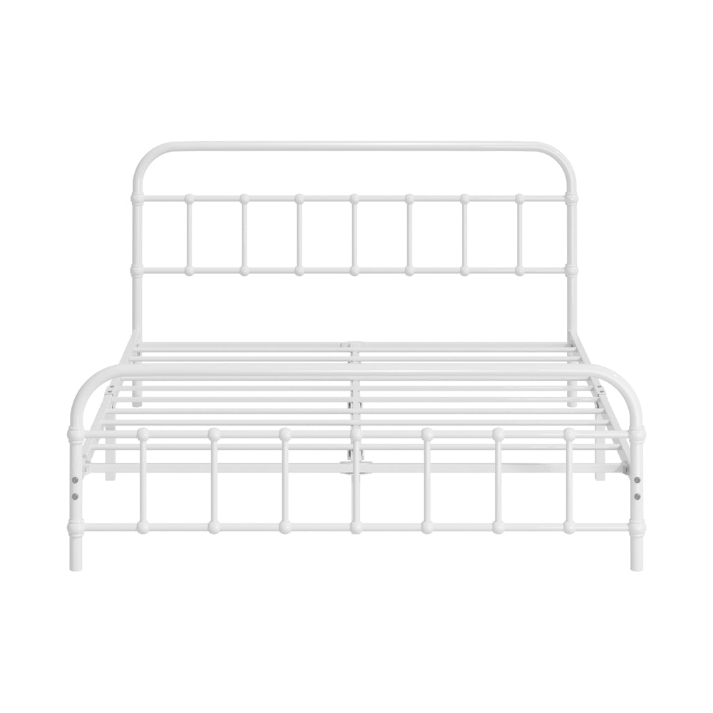 Bed Frame Metal Bed Base Double Size Bed Platform White